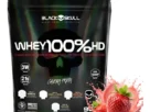 Whey 100% HD Black Skull 3W refil 900g sabor morango com 21g de proteína por dose